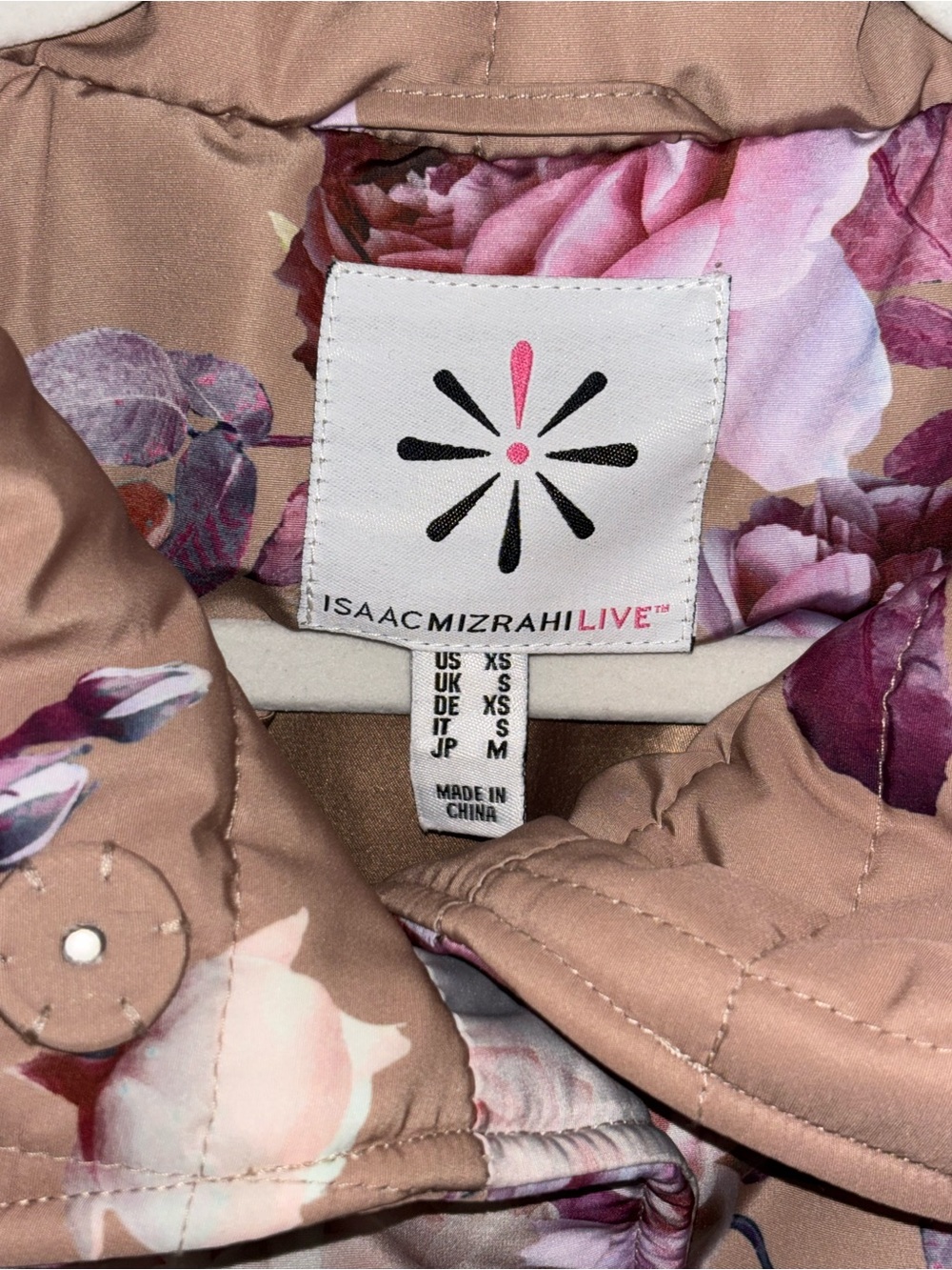 Isaac Mizrahi Live! Quilted Floral Printed Puffer Coat-Pink-XS - Picture 10 of 10